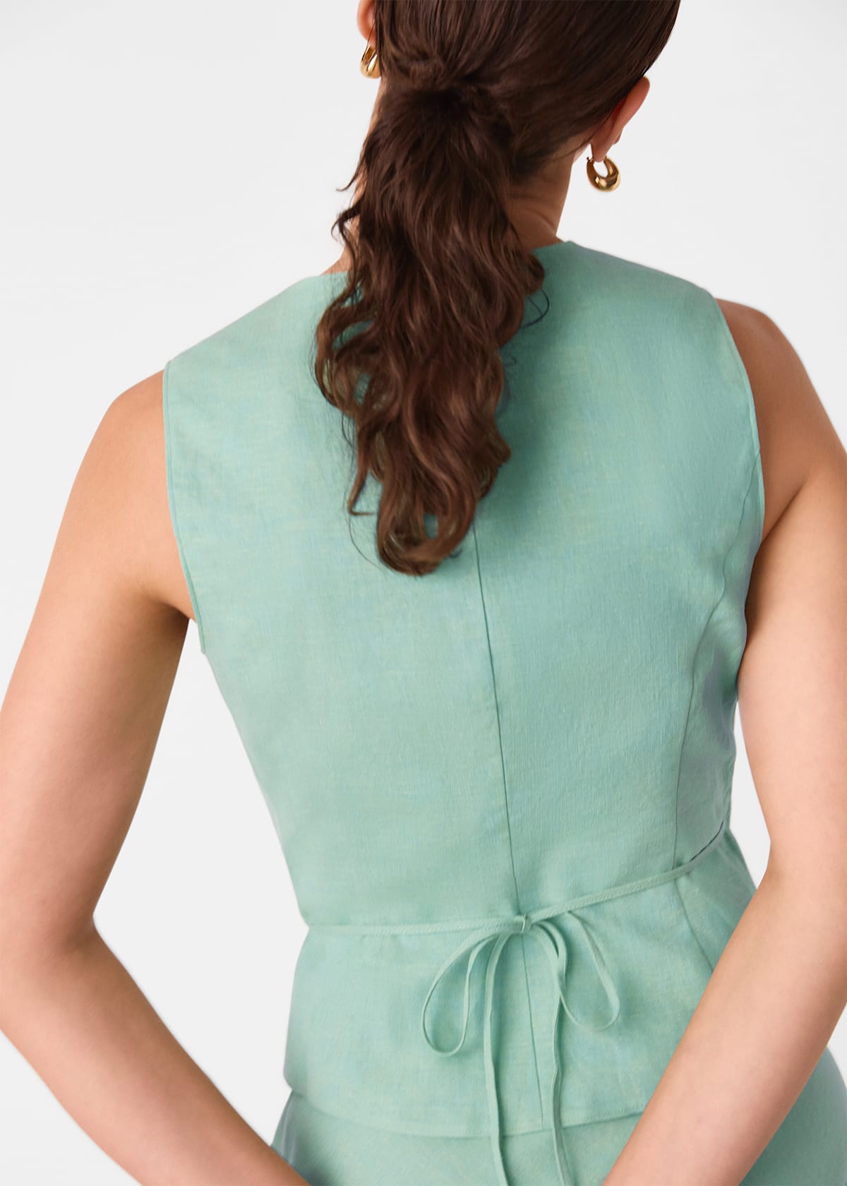 Mint Wrap Front Tie Waistcoat