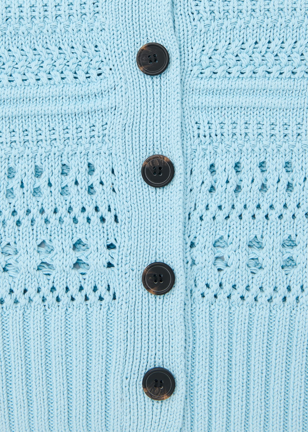 Blue Cotton Pointelle Cardigan