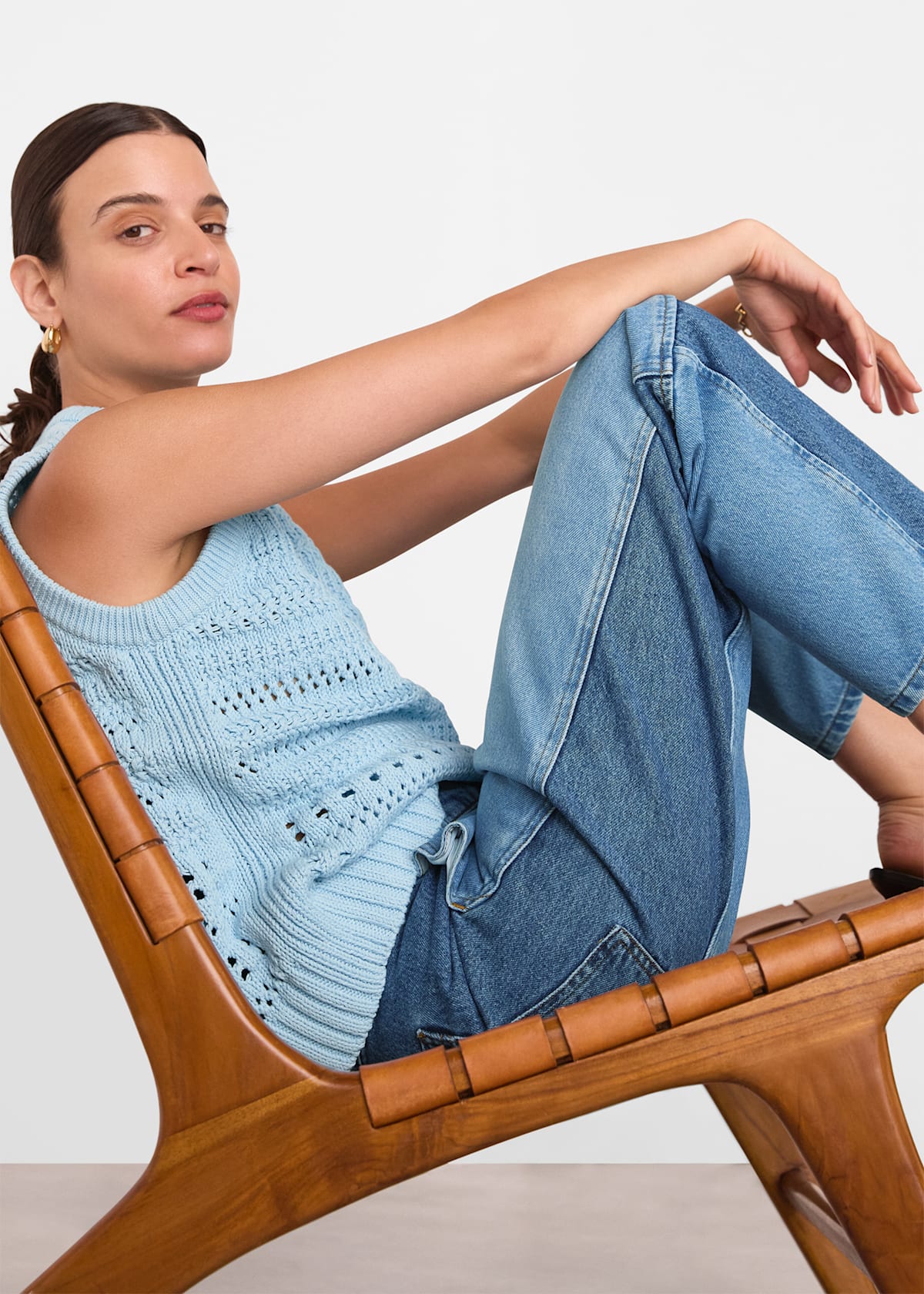 Denim Patchwork Barrel Leg Jean