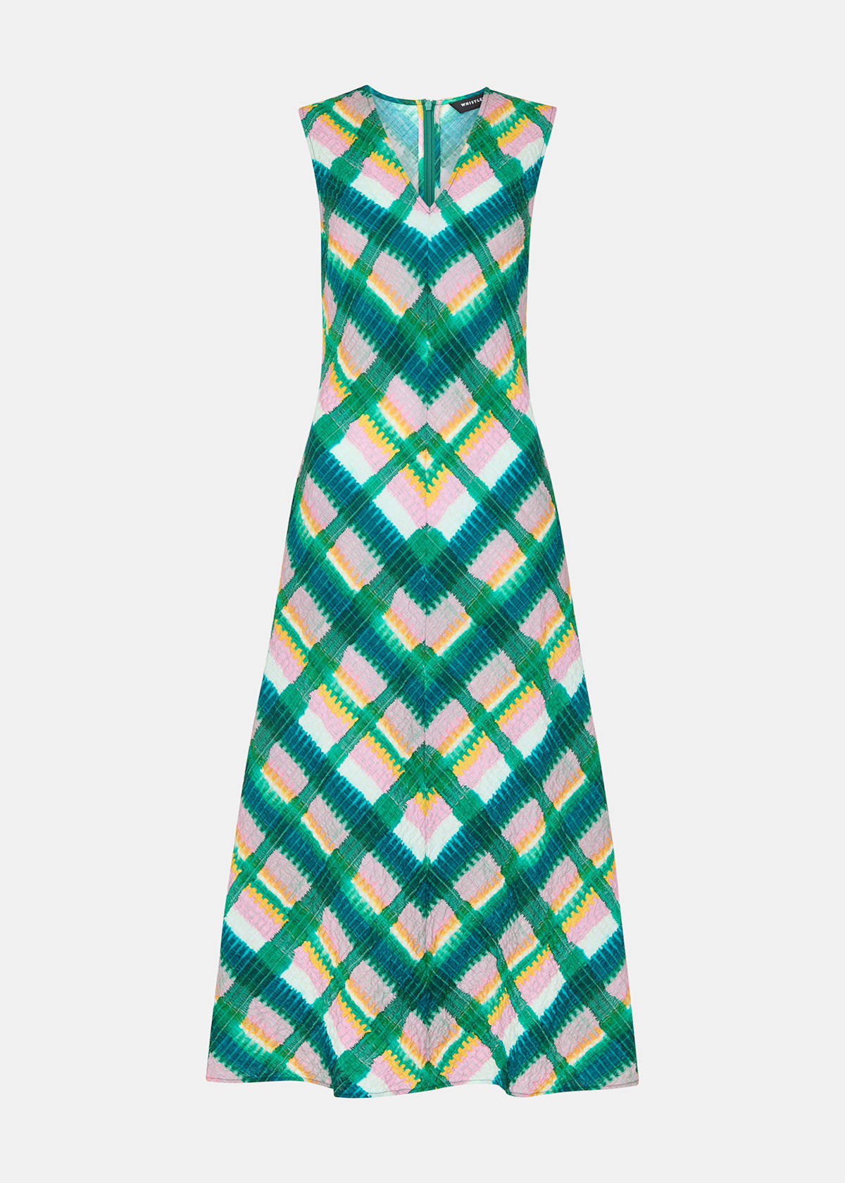 Green/Multi Sleeveless Checked Dress