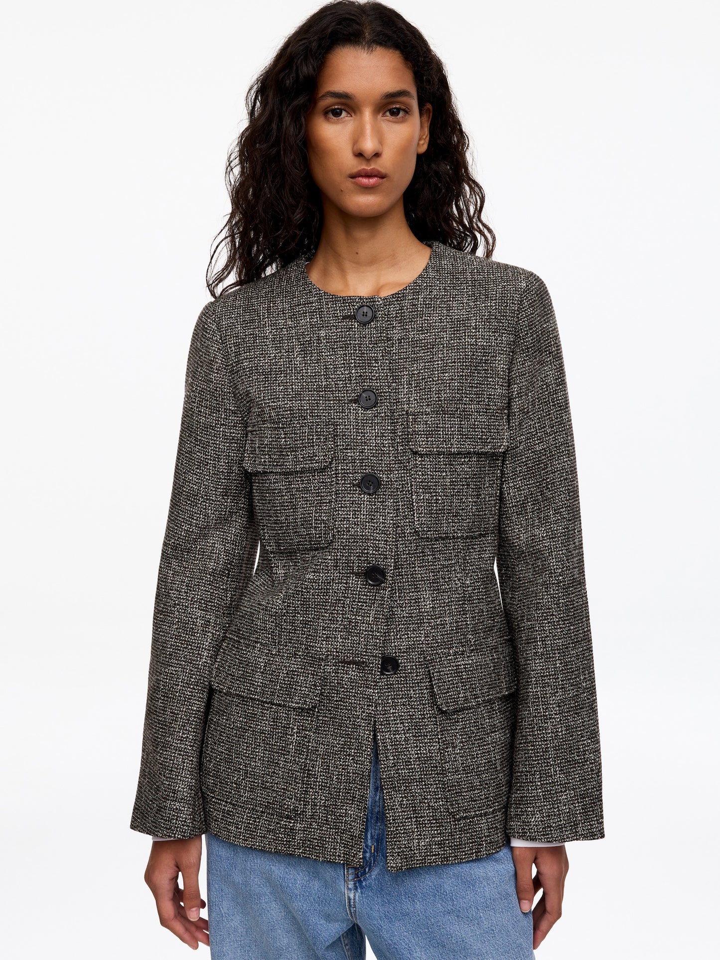 Wool-Cotton Blend Utility Jacket