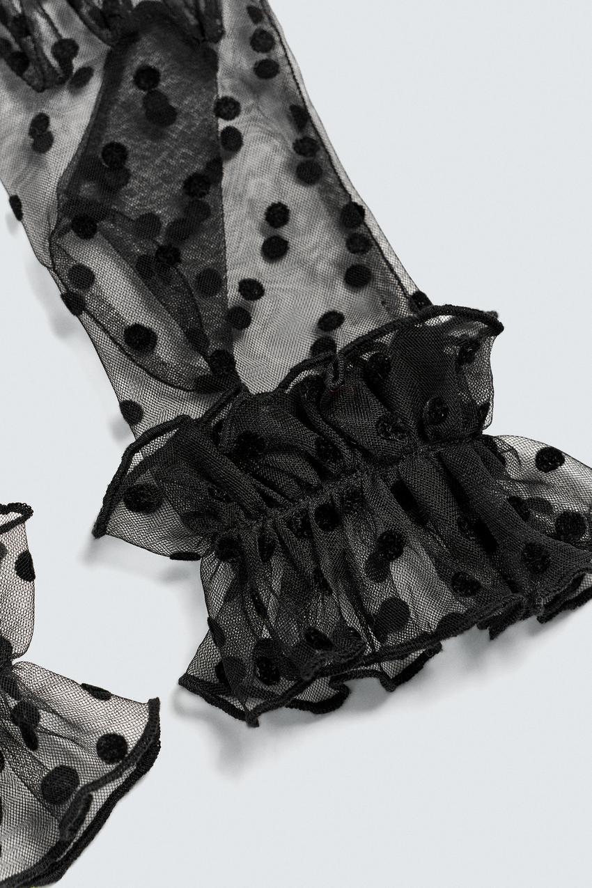 Semi-Sheer Polka Dot Gloves Harry Lambert for Zara x Disney