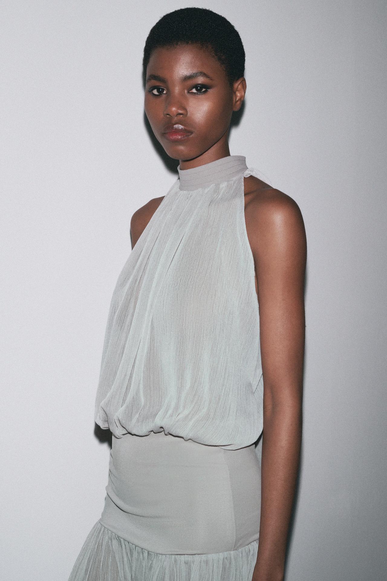 Chiffon Bodysuit with Tie