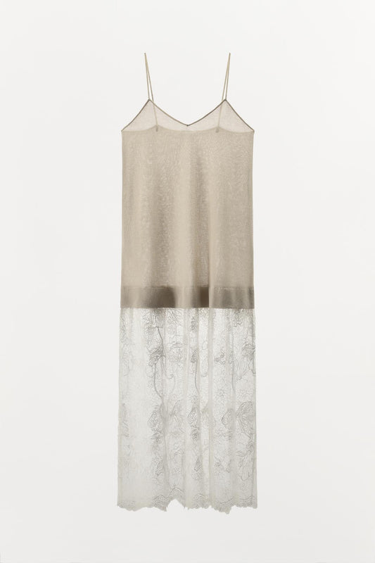 Knit Dress with Combined Lace