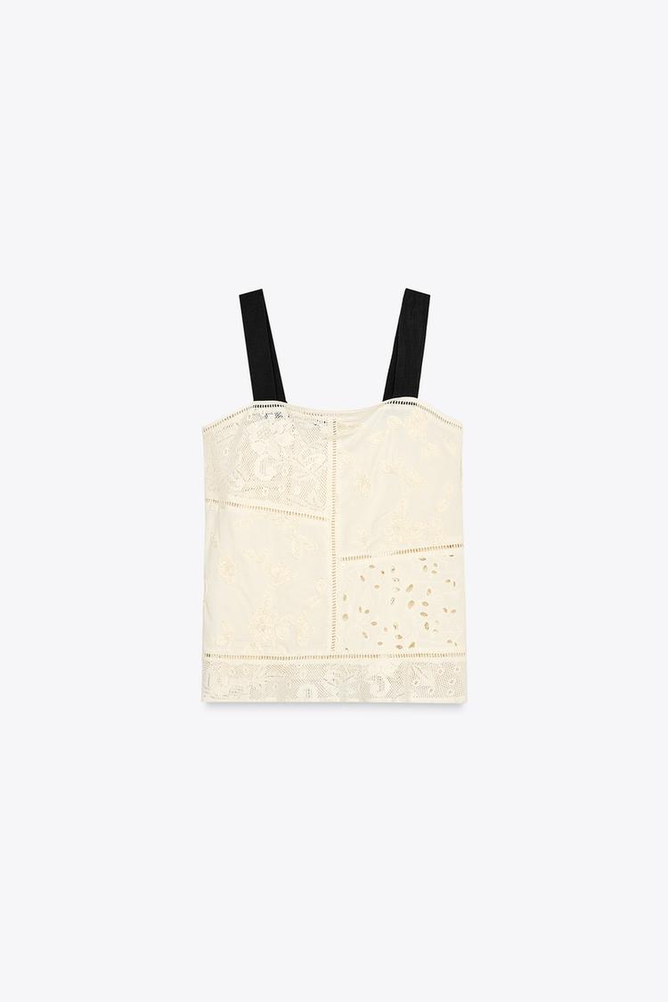 ZW Collection Patchwork Embroidered Top
