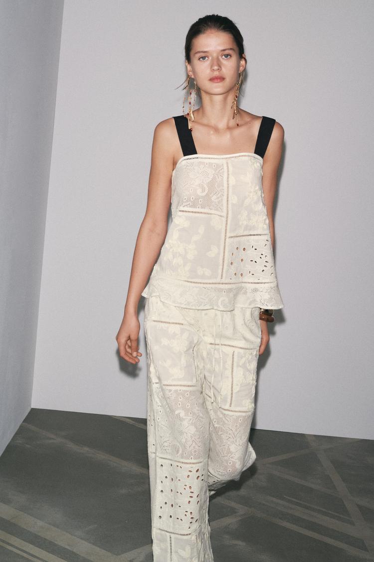 ZW Collection Patchwork Embroidered Top