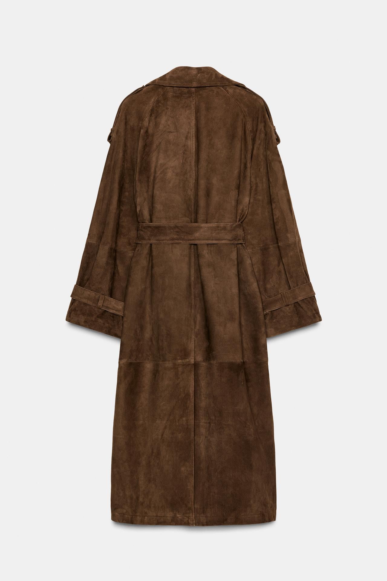 100% Suede Leather Trench Coat Zw Collection Limited Edition