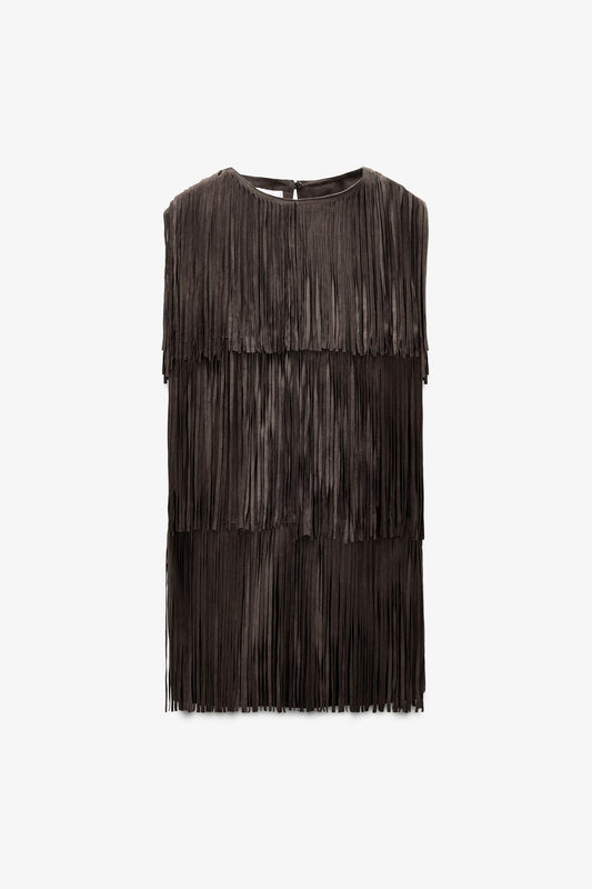 Limited Edition Suede Leather Fringe Dress