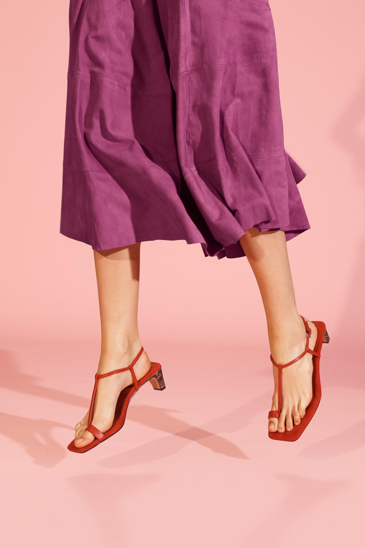 Limited Edition Asymmetric Suede Leather Midi Skirt