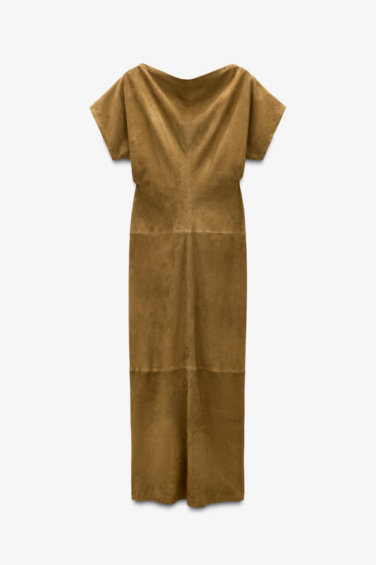 Limited Edition Draped Suede Leather Dress