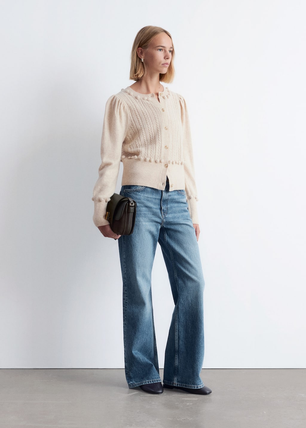 Cable-Knit Wool Cardigan