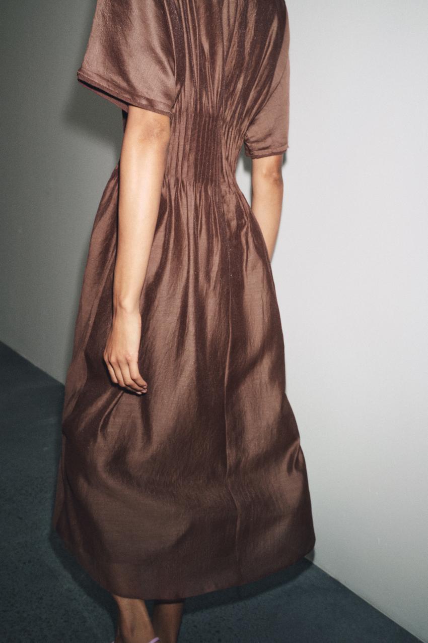Pleated Waist Knit Dress With Matching Detail