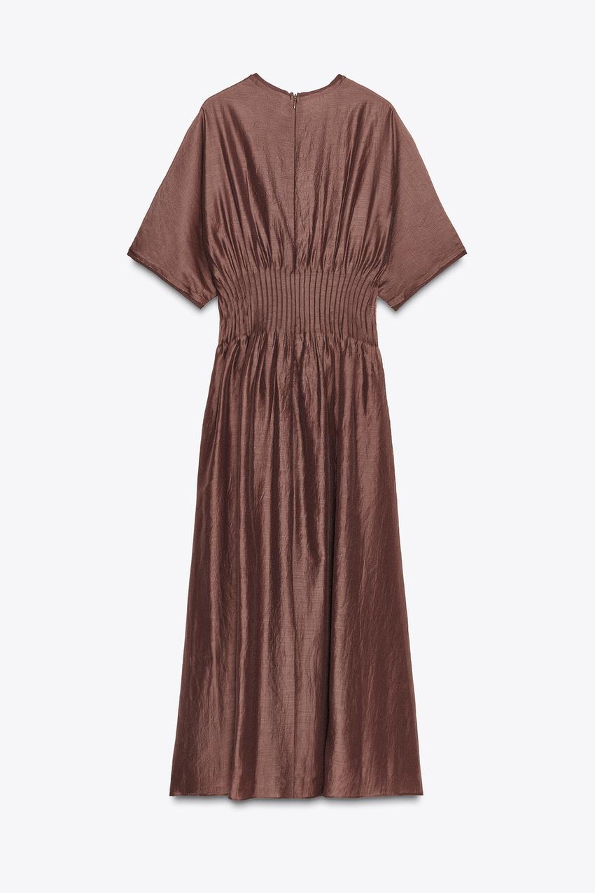 Pleated Waist Knit Dress With Matching Detail