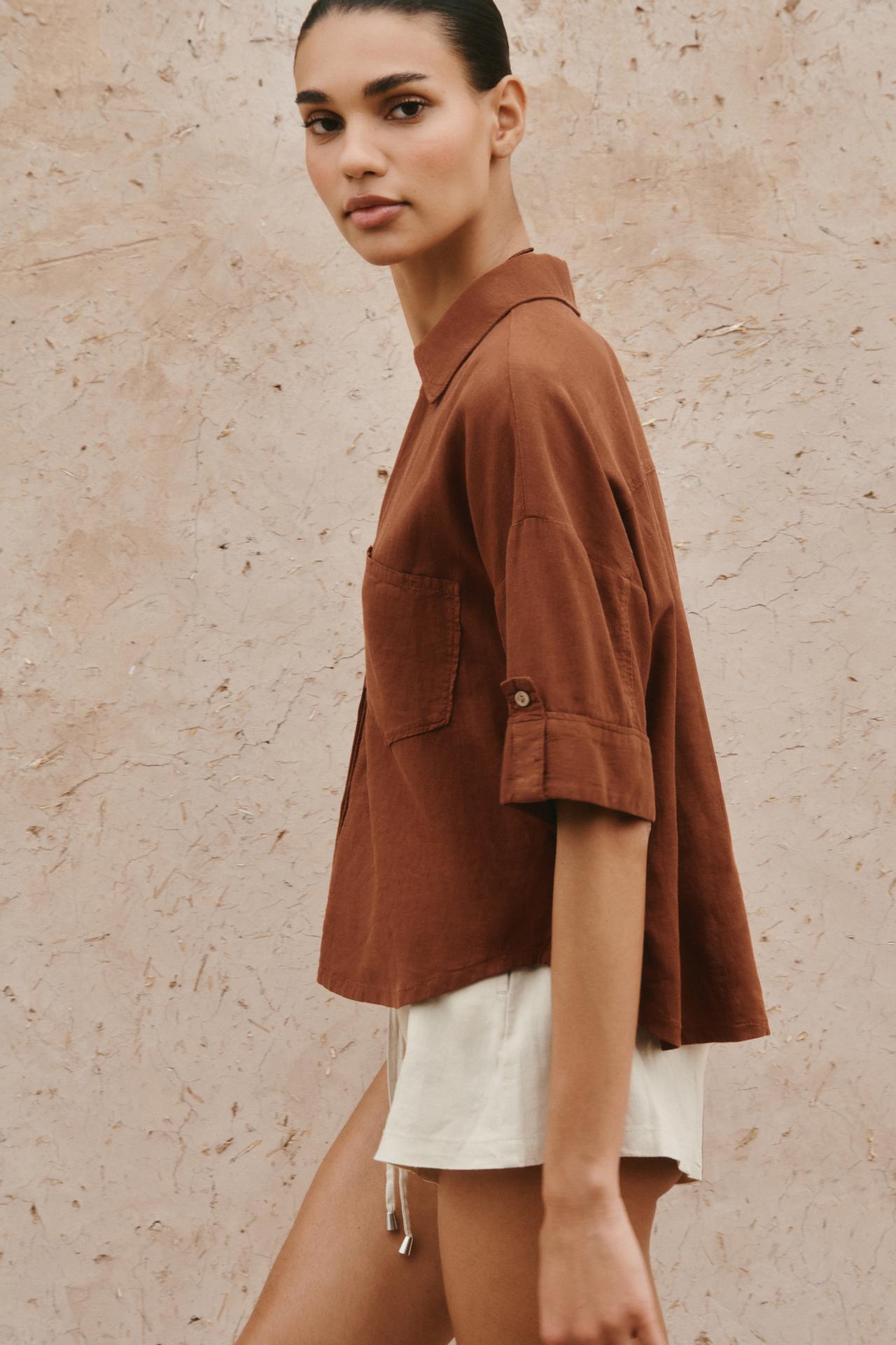Linen Blend Boxer Bermuda Shorts