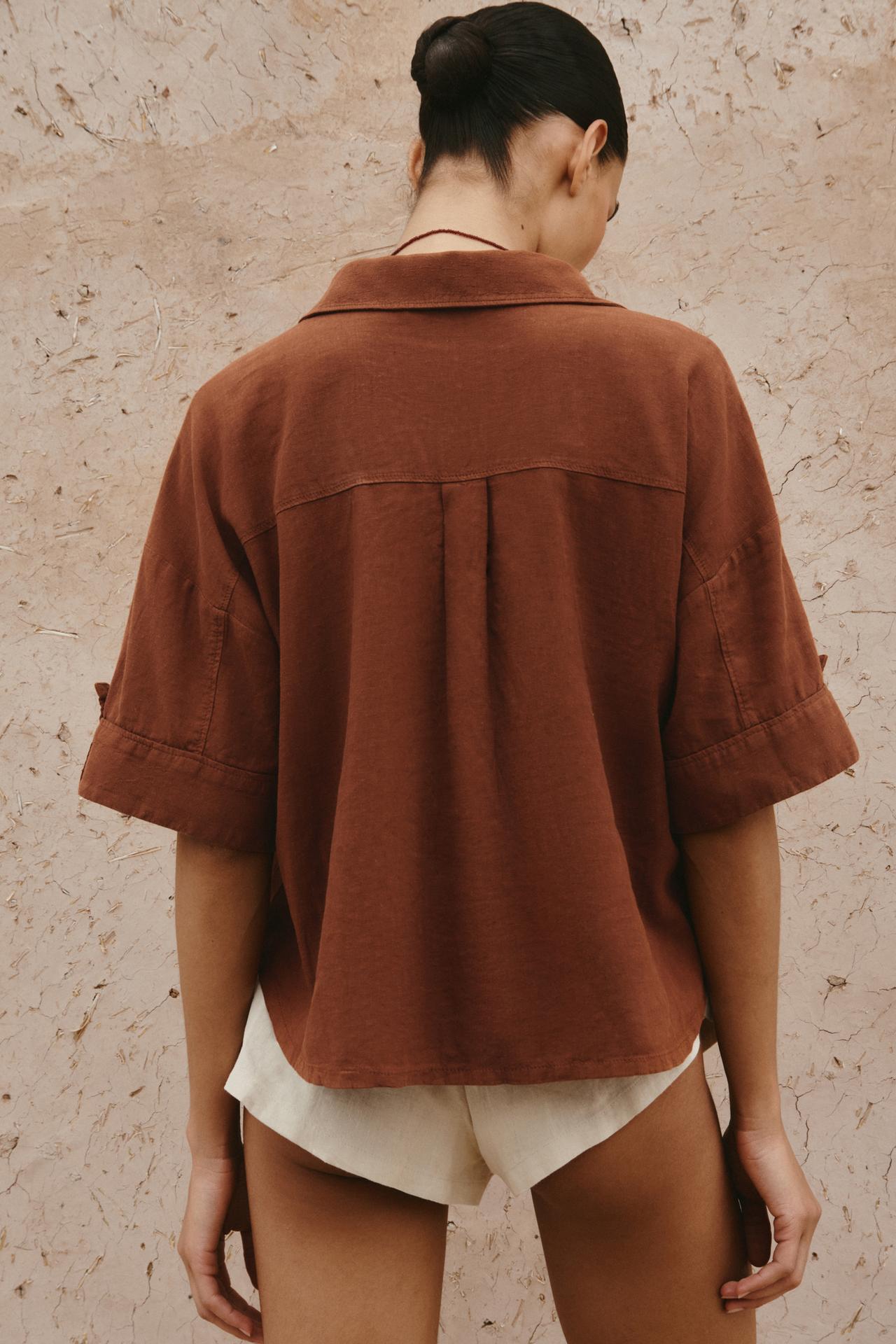 Linen Blend Boxer Bermuda Shorts