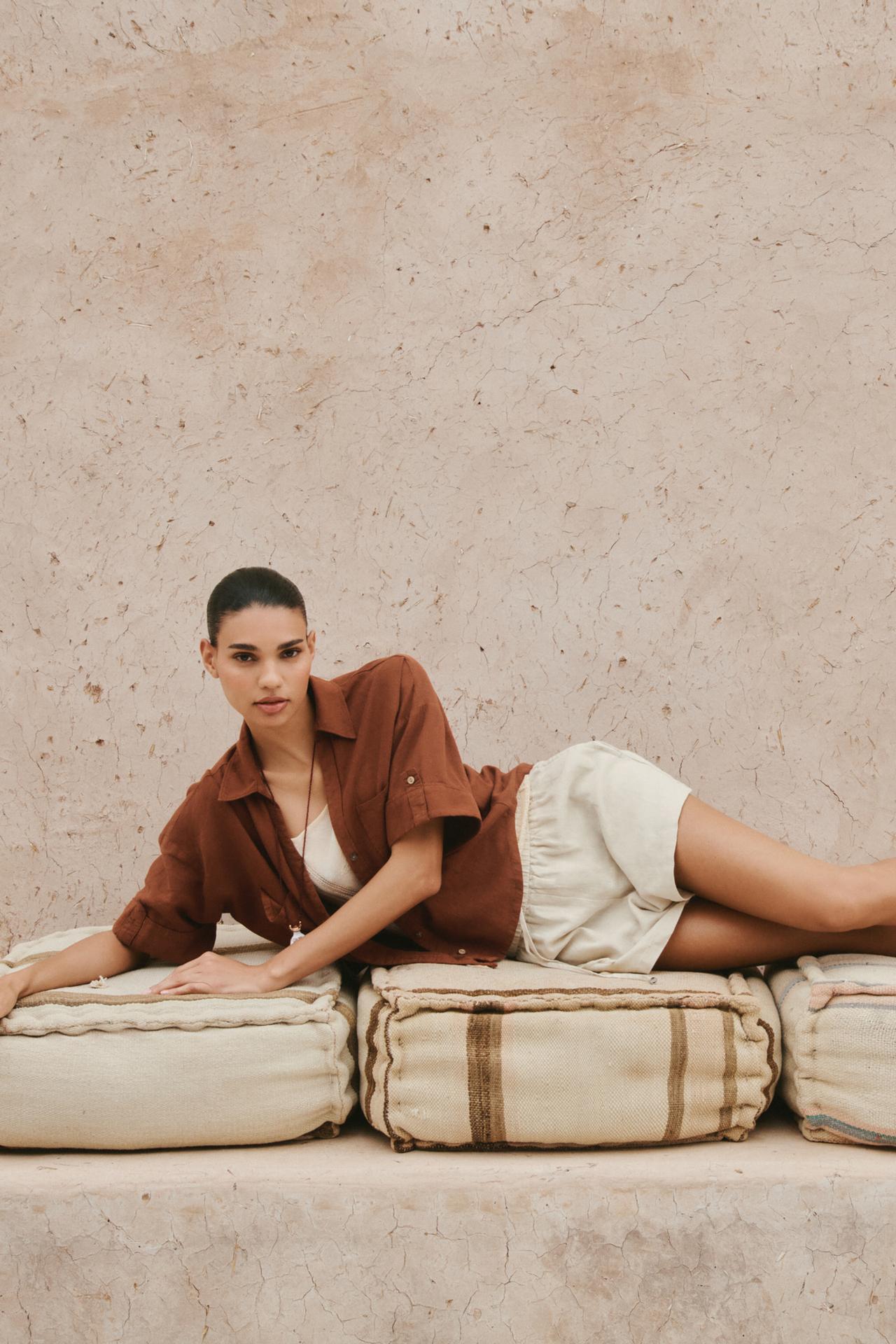 Linen Blend Boxer Bermuda Shorts