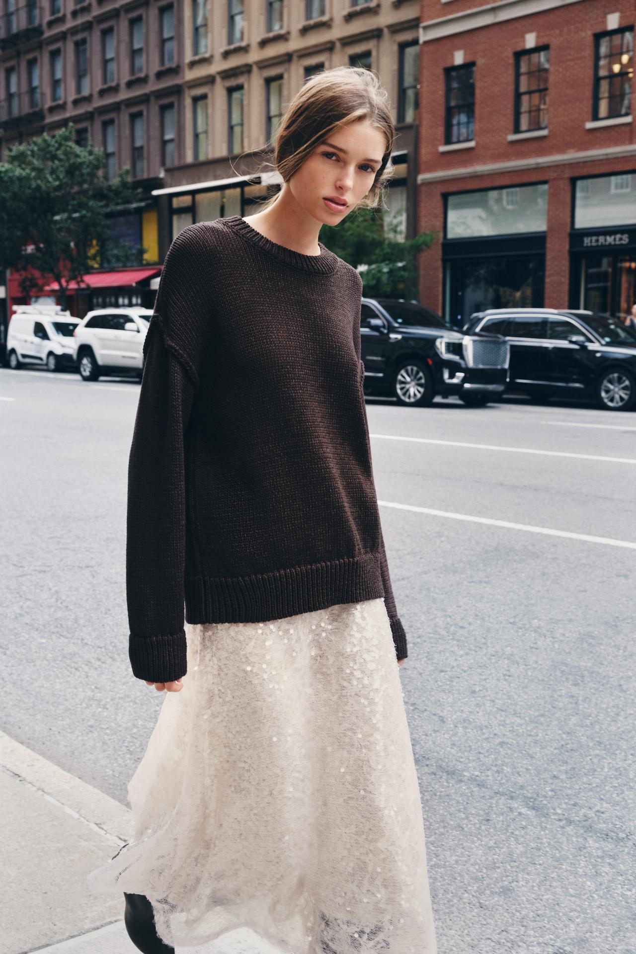 Sequinned Knit Midi Skirt