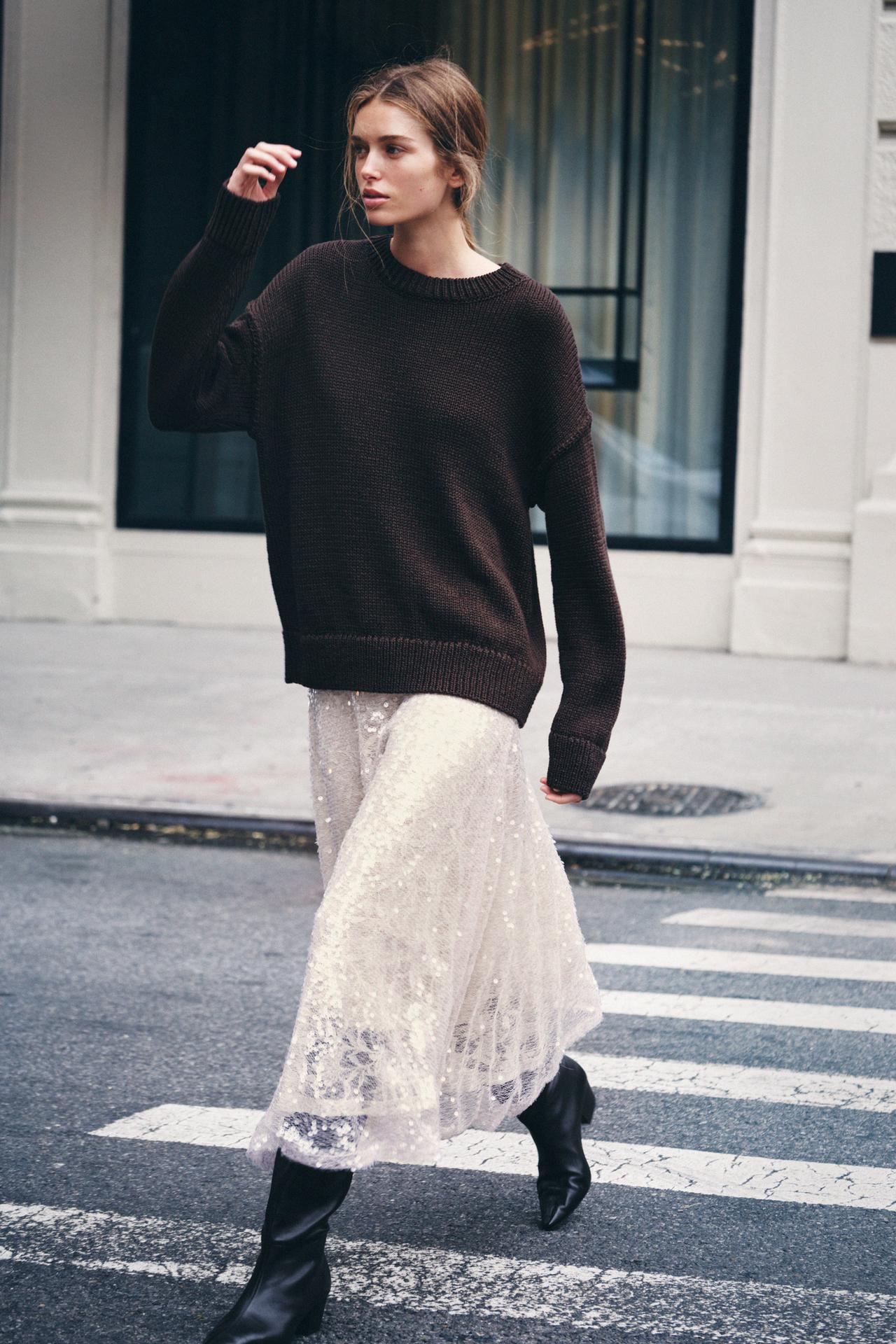 Sequinned Knit Midi Skirt
