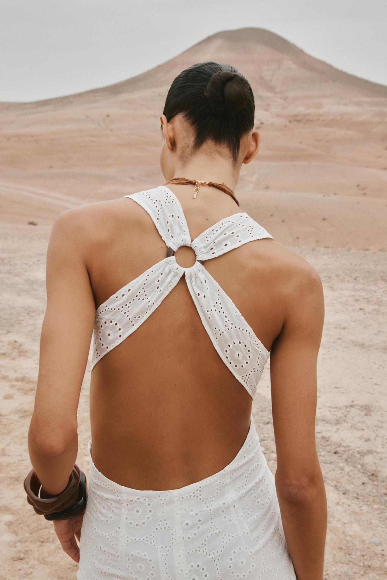 White Broderie Anglaise Halterneck Dress