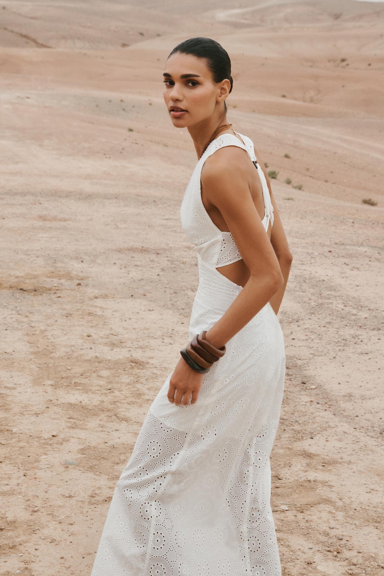 White Broderie Anglaise Halterneck Dress