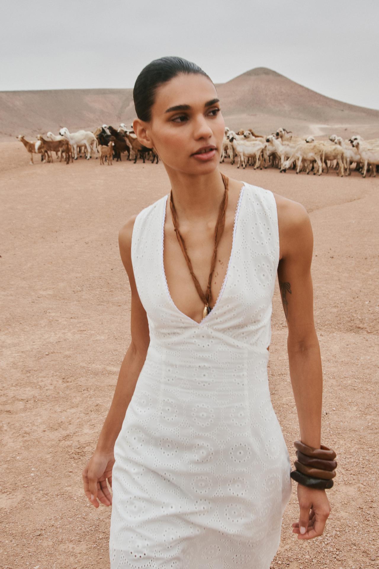 White Broderie Anglaise Halterneck Dress