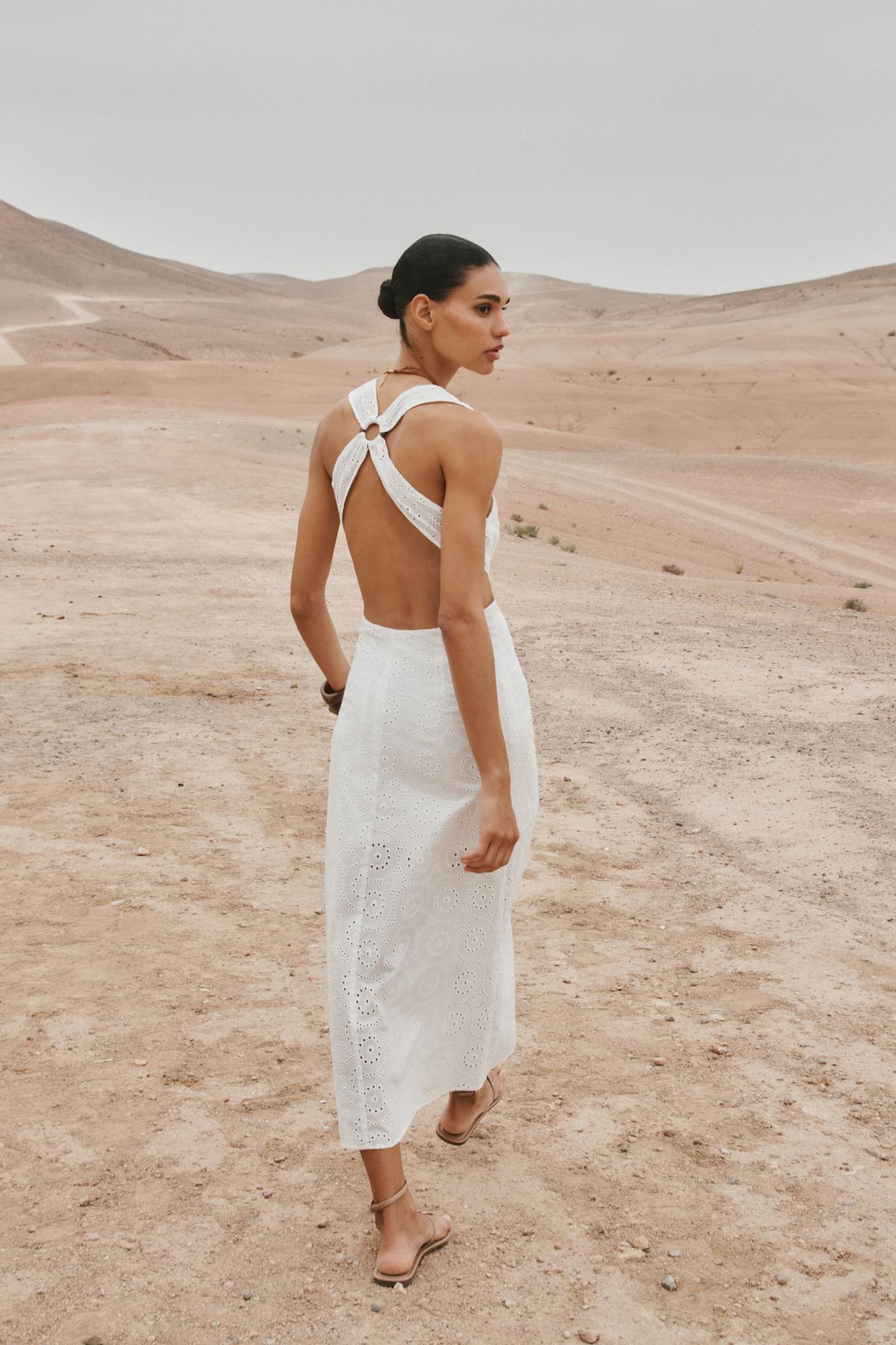 White Broderie Anglaise Halterneck Dress