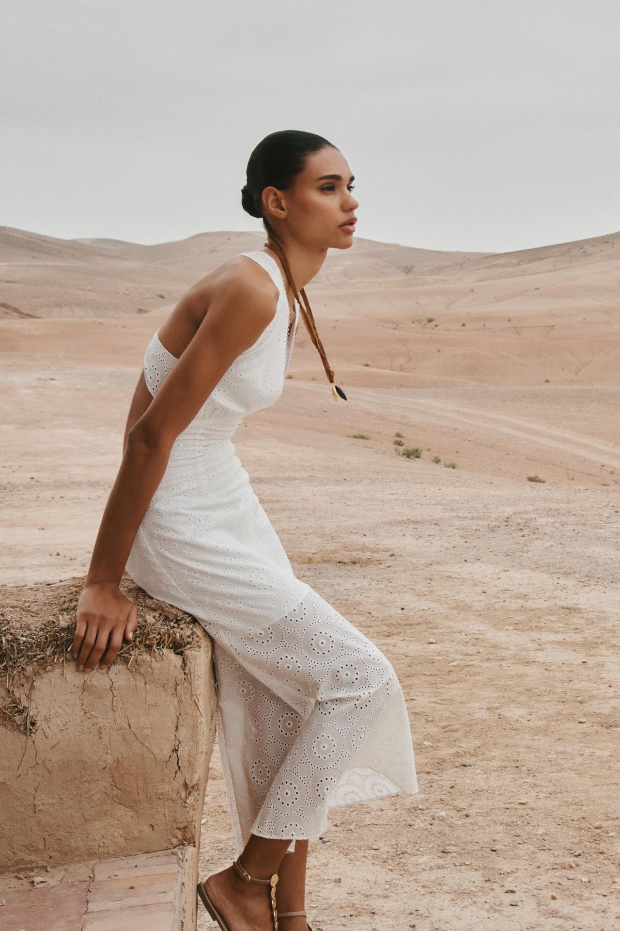 White Broderie Anglaise Halterneck Dress