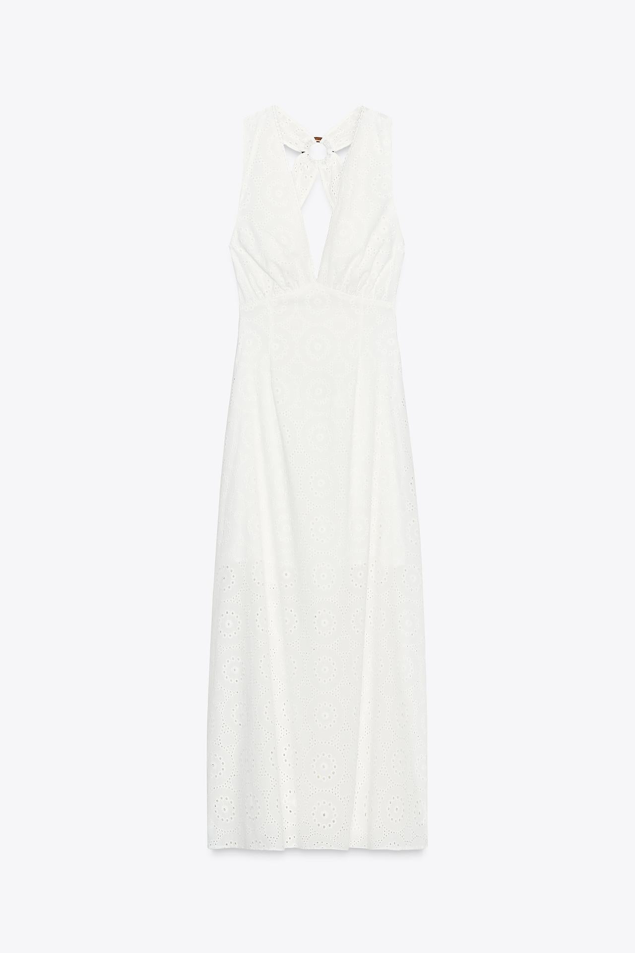 White Broderie Anglaise Halterneck Dress