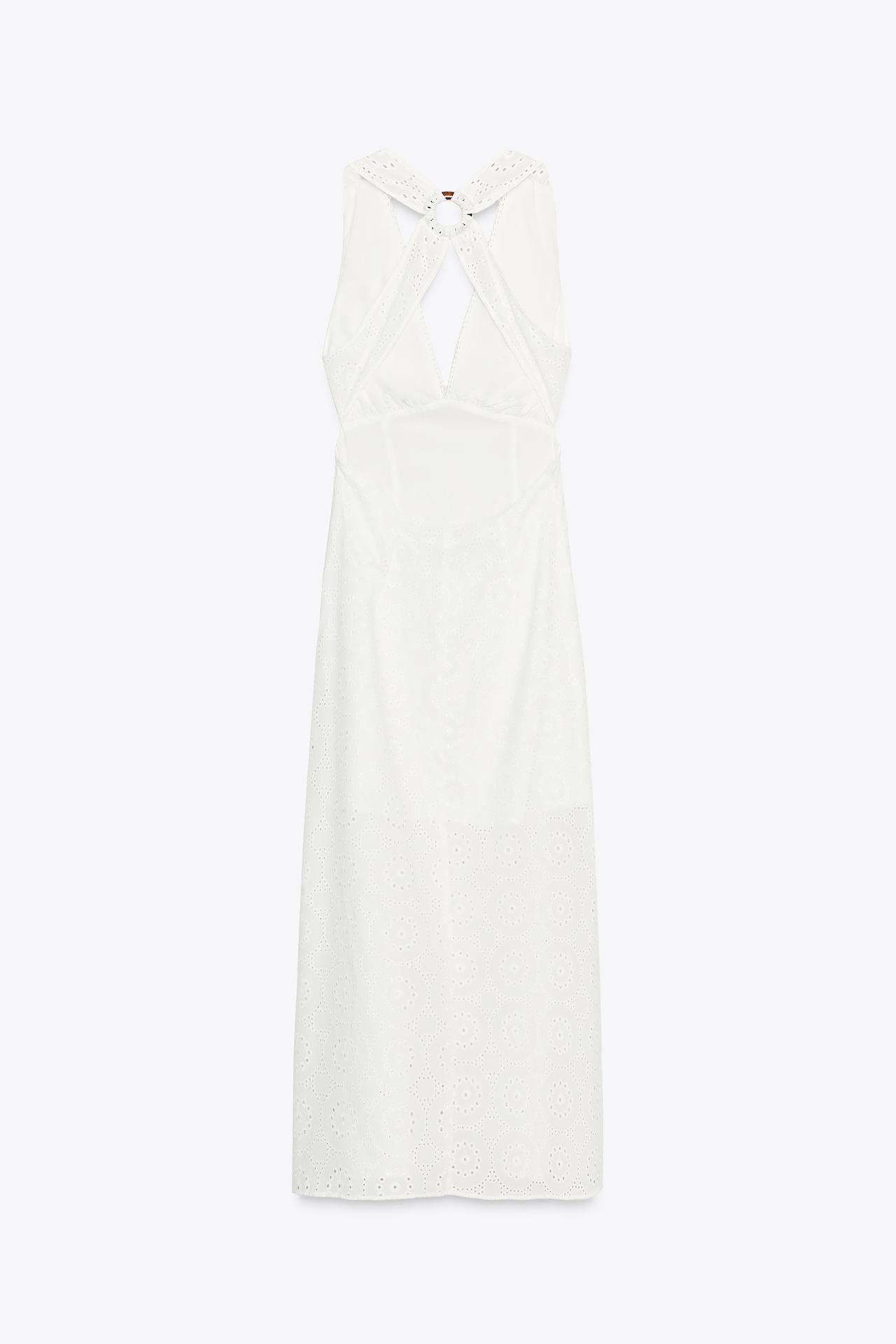 White Broderie Anglaise Halterneck Dress