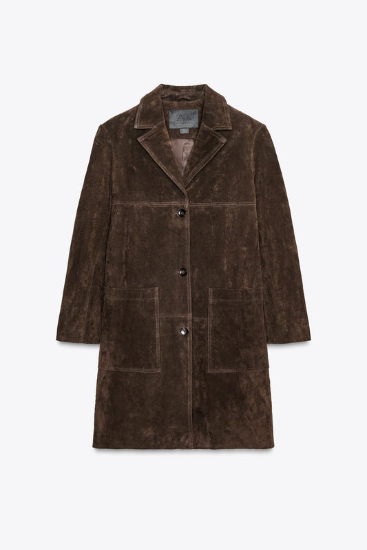 100% Suede Leather Coat – ZW Collection Limited Edition