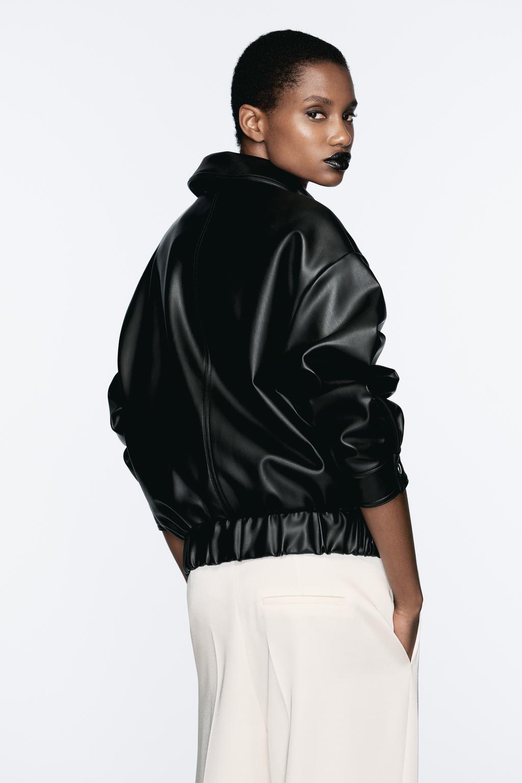 Faux leather oversized jacket