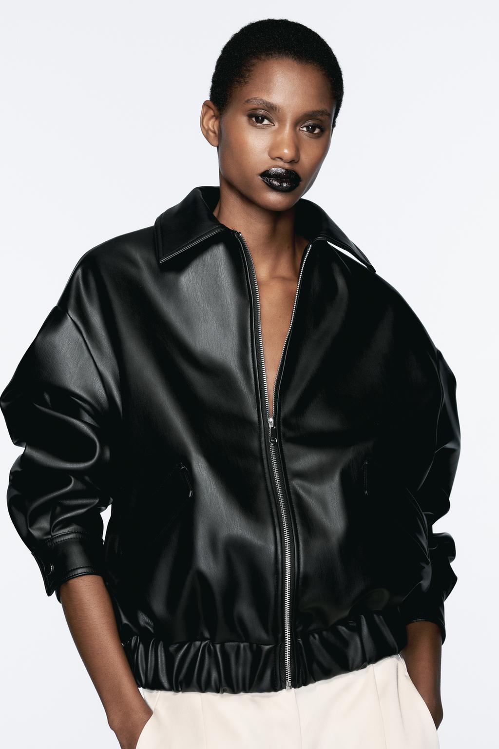 Faux leather oversized jacket