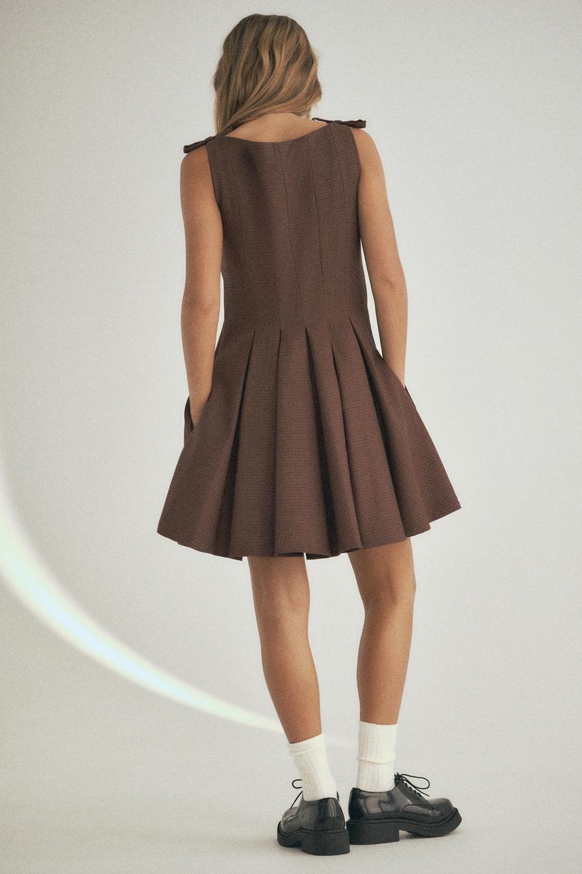 Check dress with bows