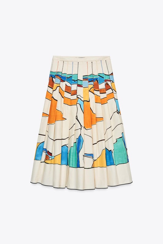 ZW Collection Printed Pleated Skirt