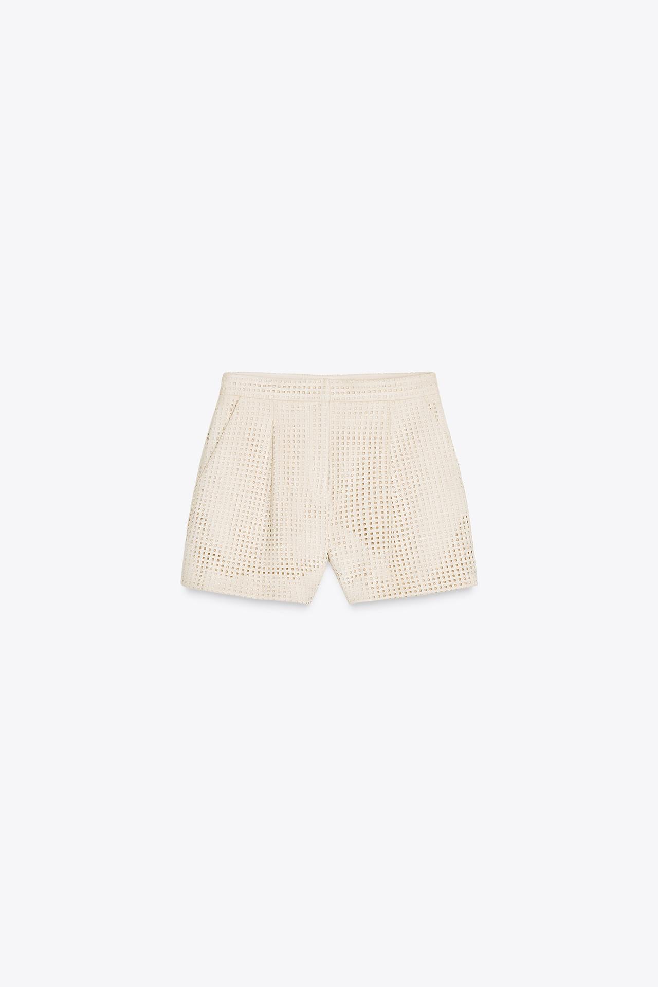 Suede-Effect Die-Cut Bermuda Shorts