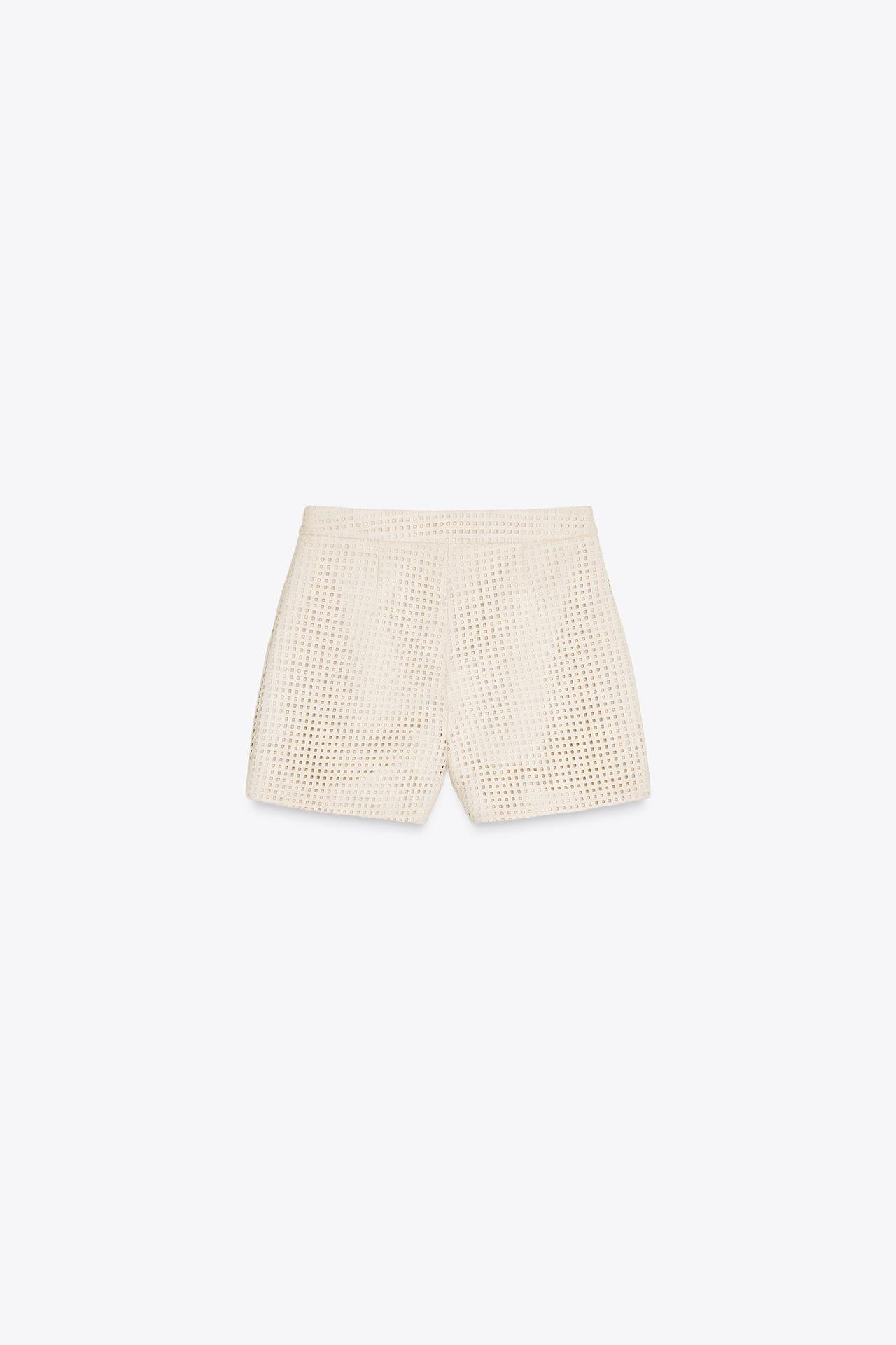 Suede-Effect Die-Cut Bermuda Shorts