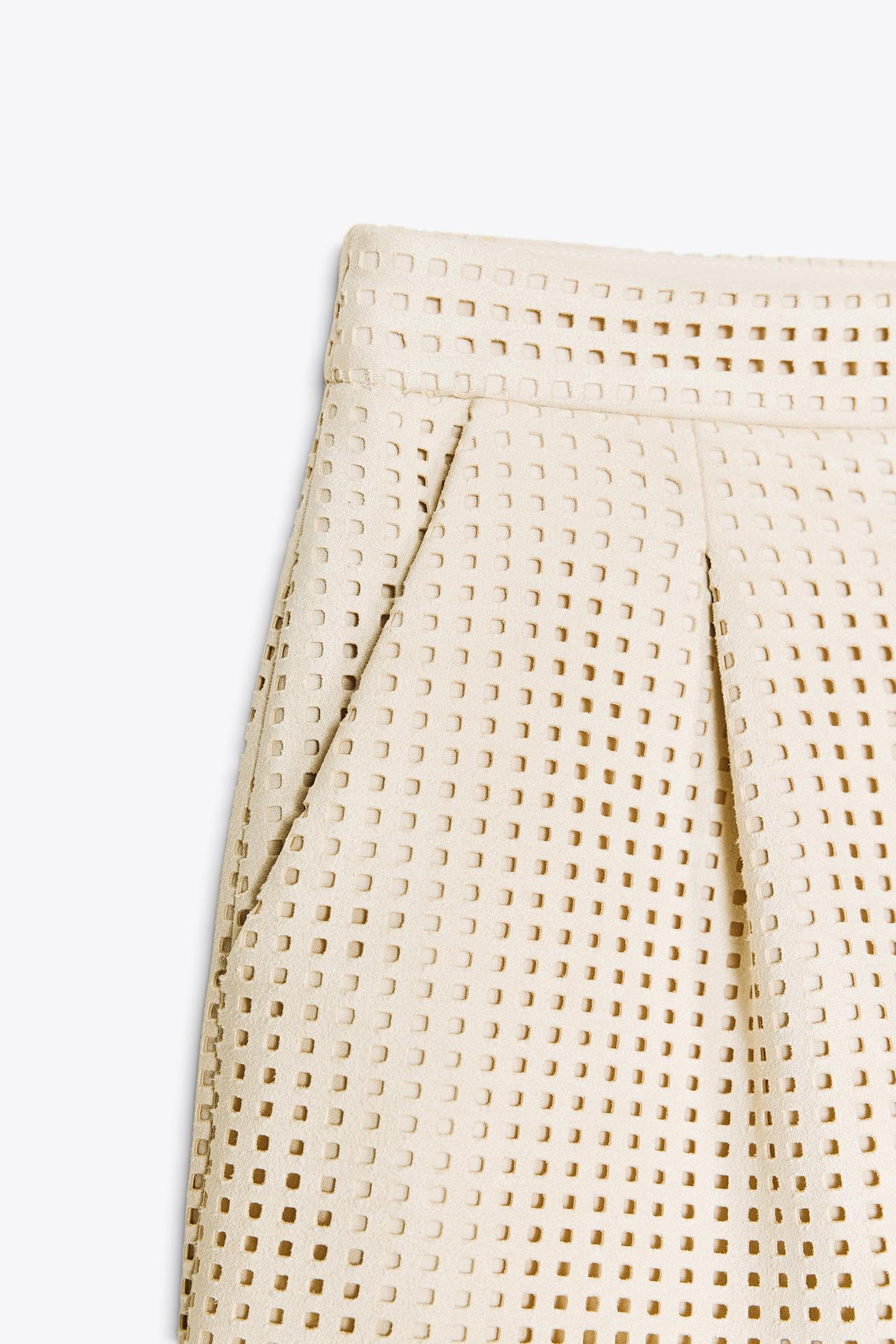 Suede-Effect Die-Cut Bermuda Shorts