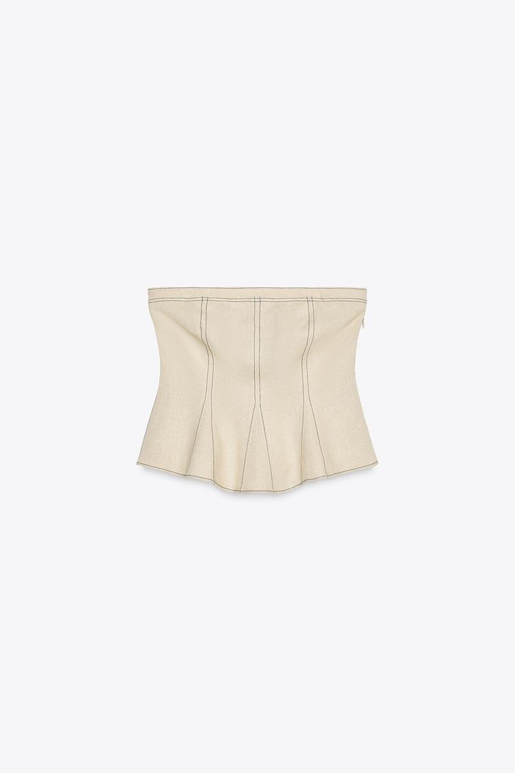Linen Blend Top with Contrast Stitching