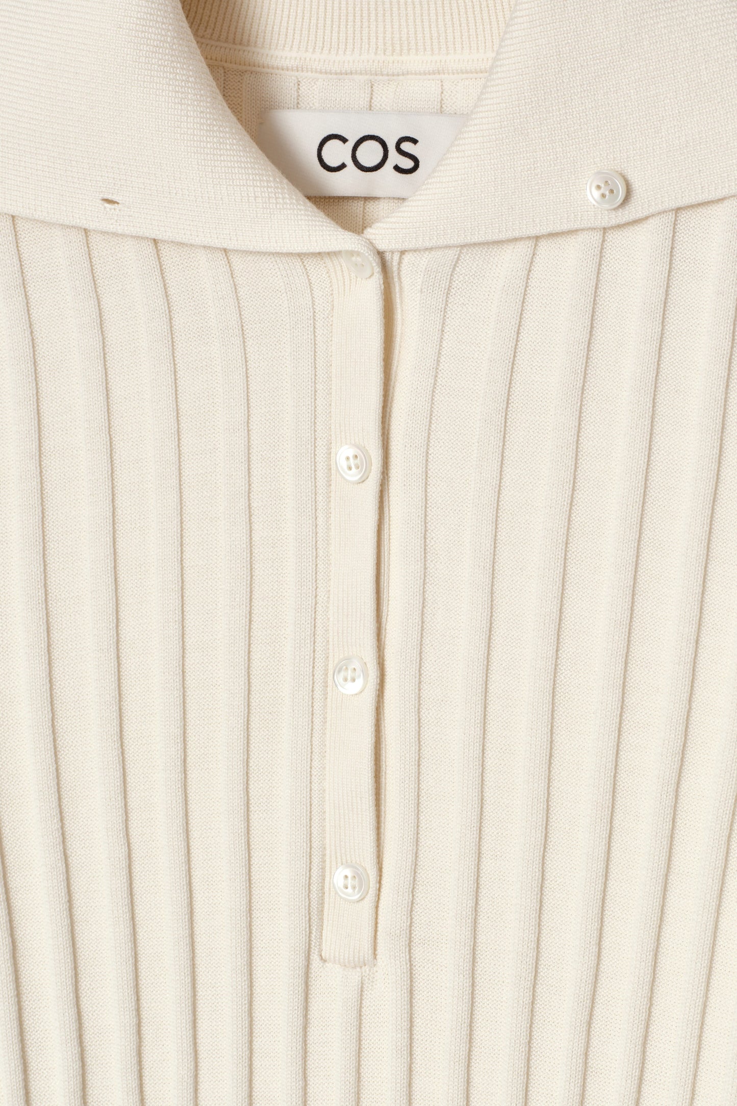 Rib-knit silk polo top