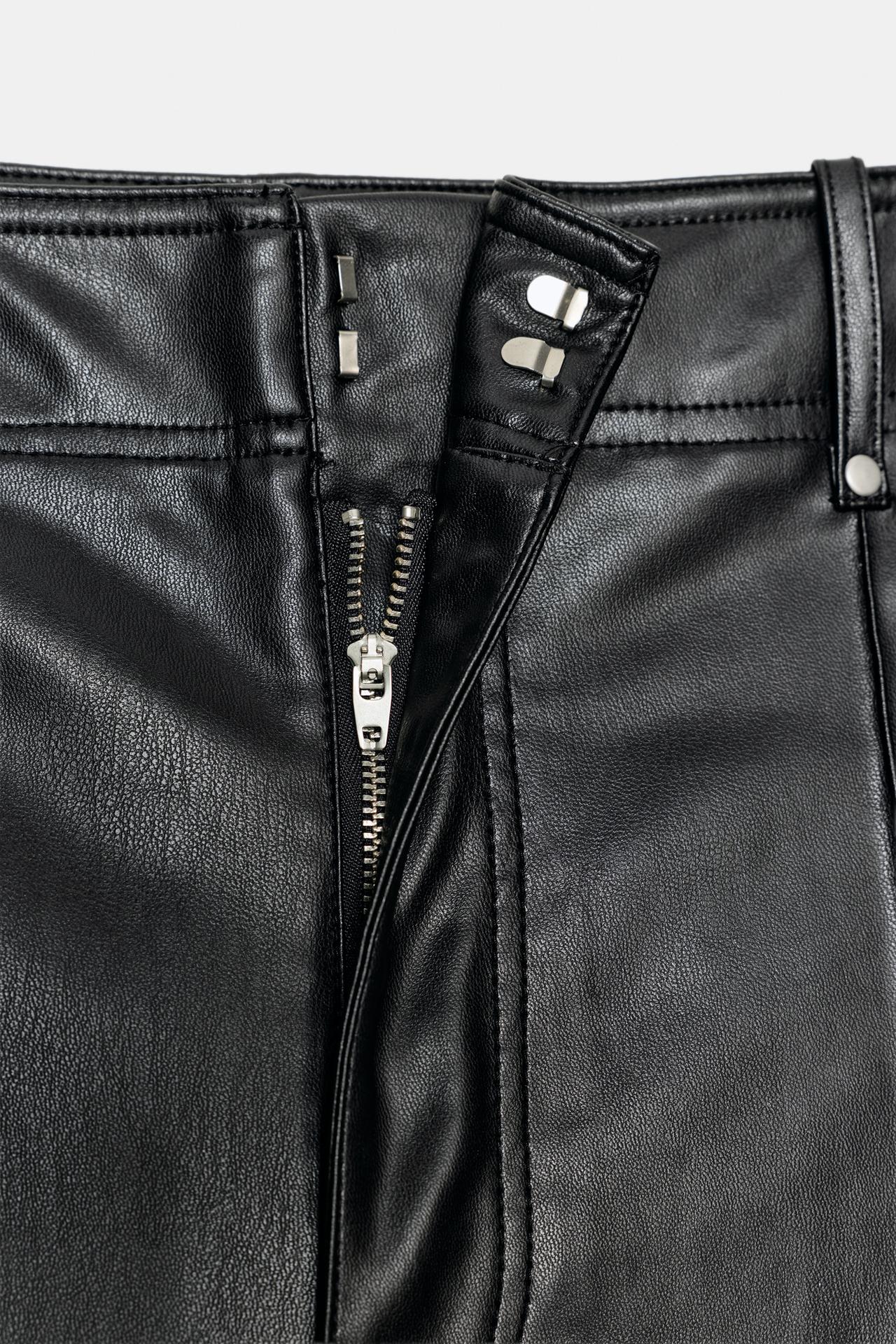 Zw Collection Tailored Wide-Leg Leather-Effect Trousers