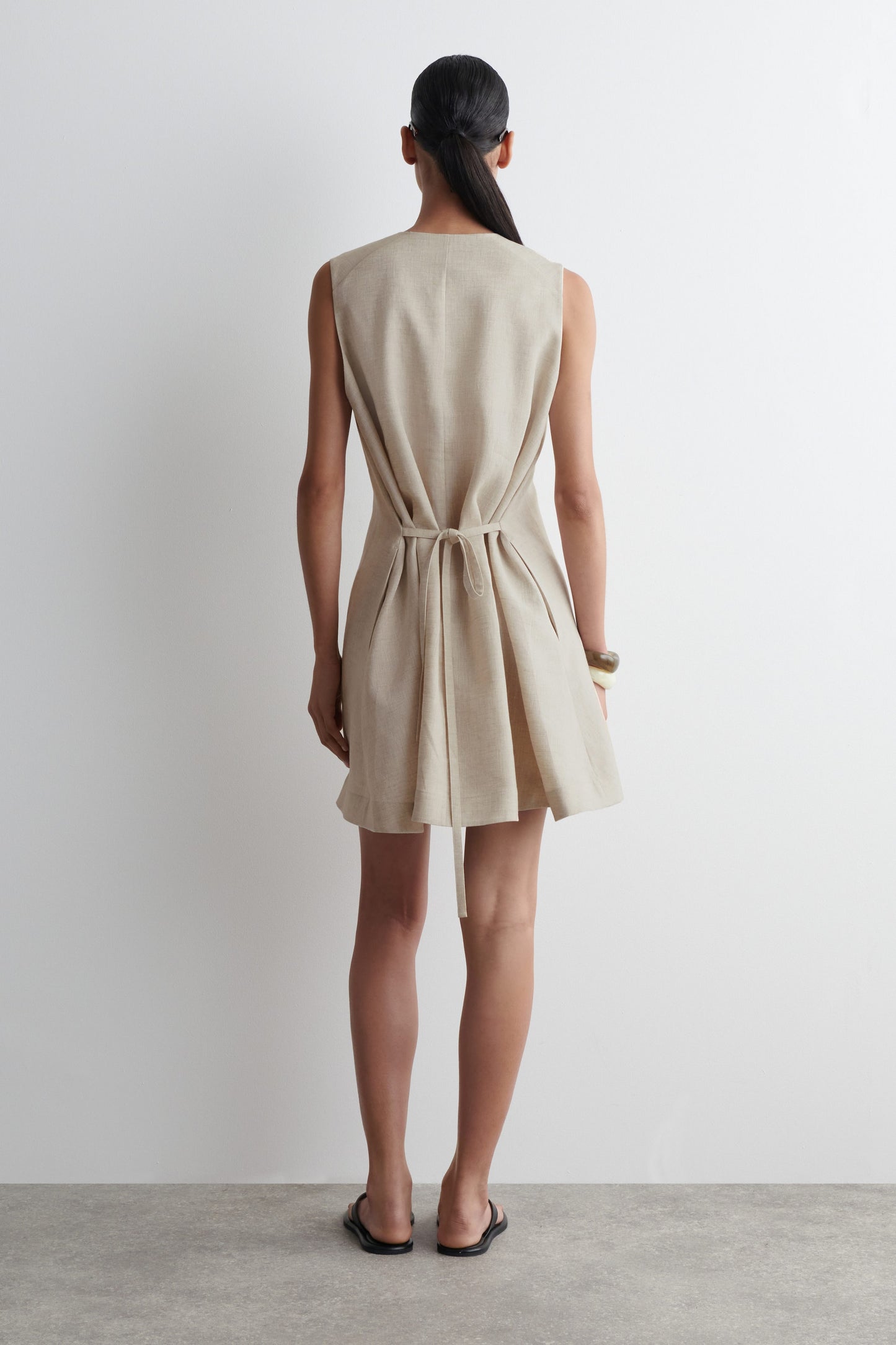 Buttoned Linen Mini Dress