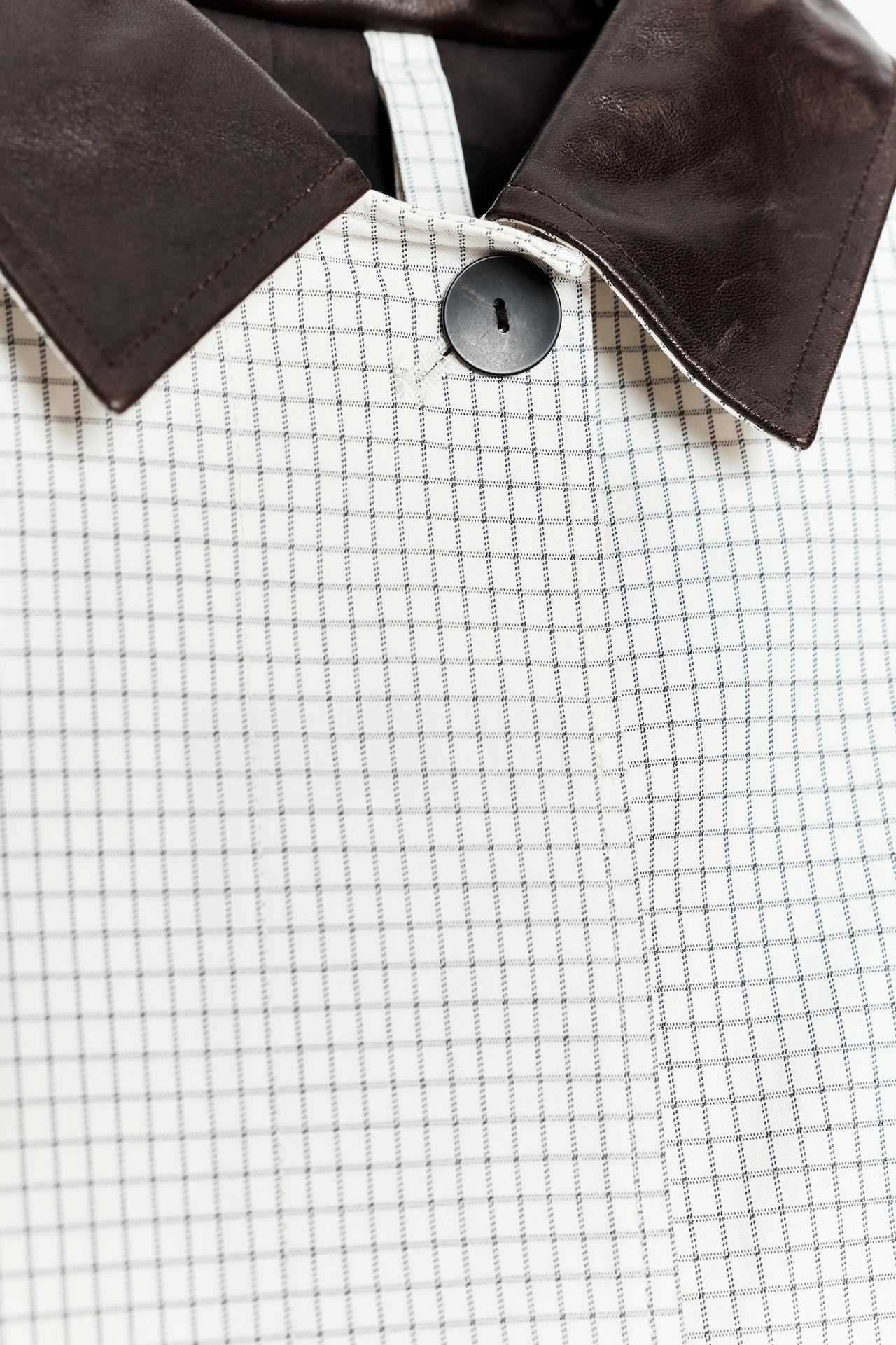 Leather Effect Collar Short Trench Coat Jacket