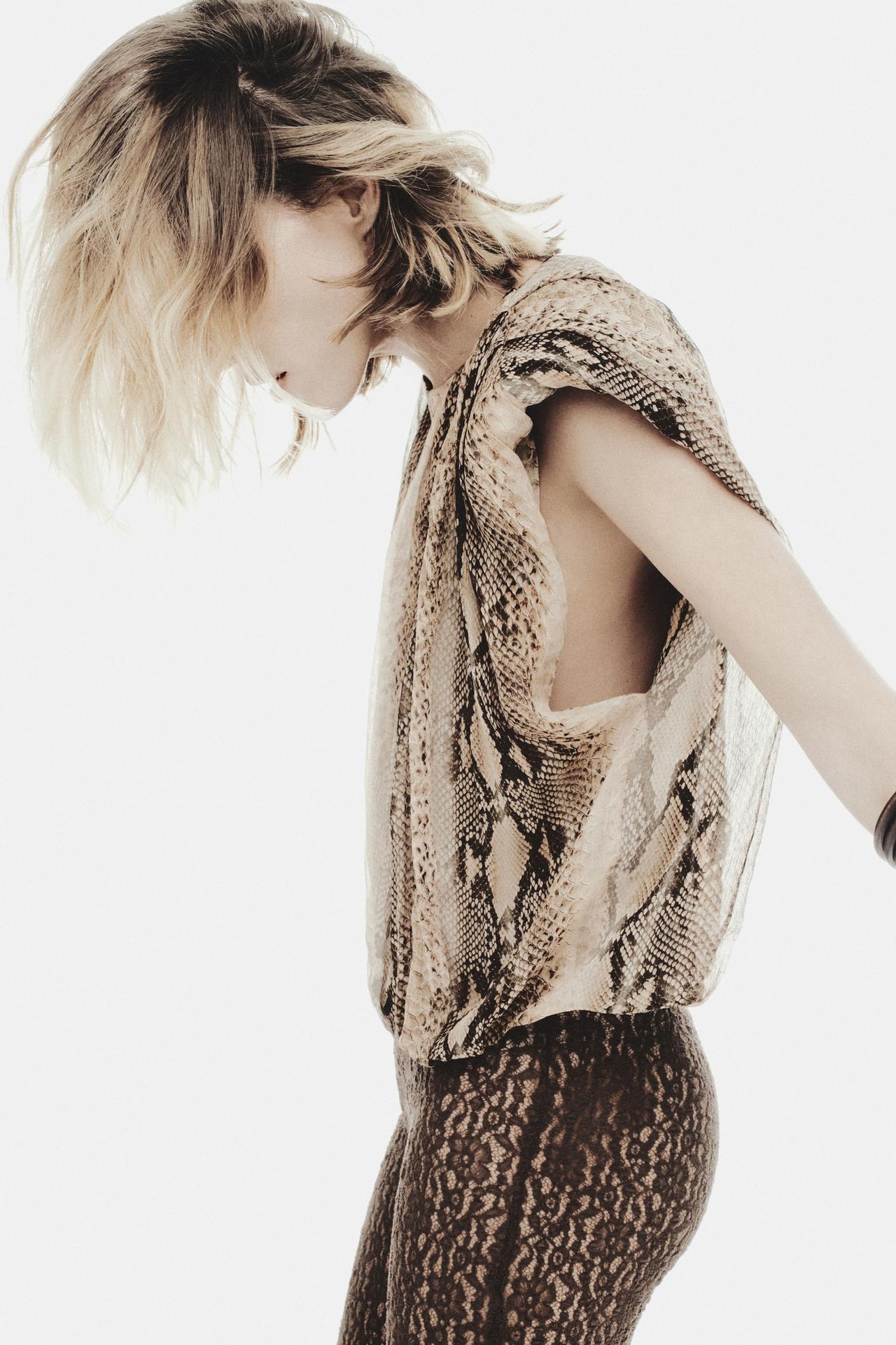 Animal Print Shoulder Pad Blouse ZW Collection