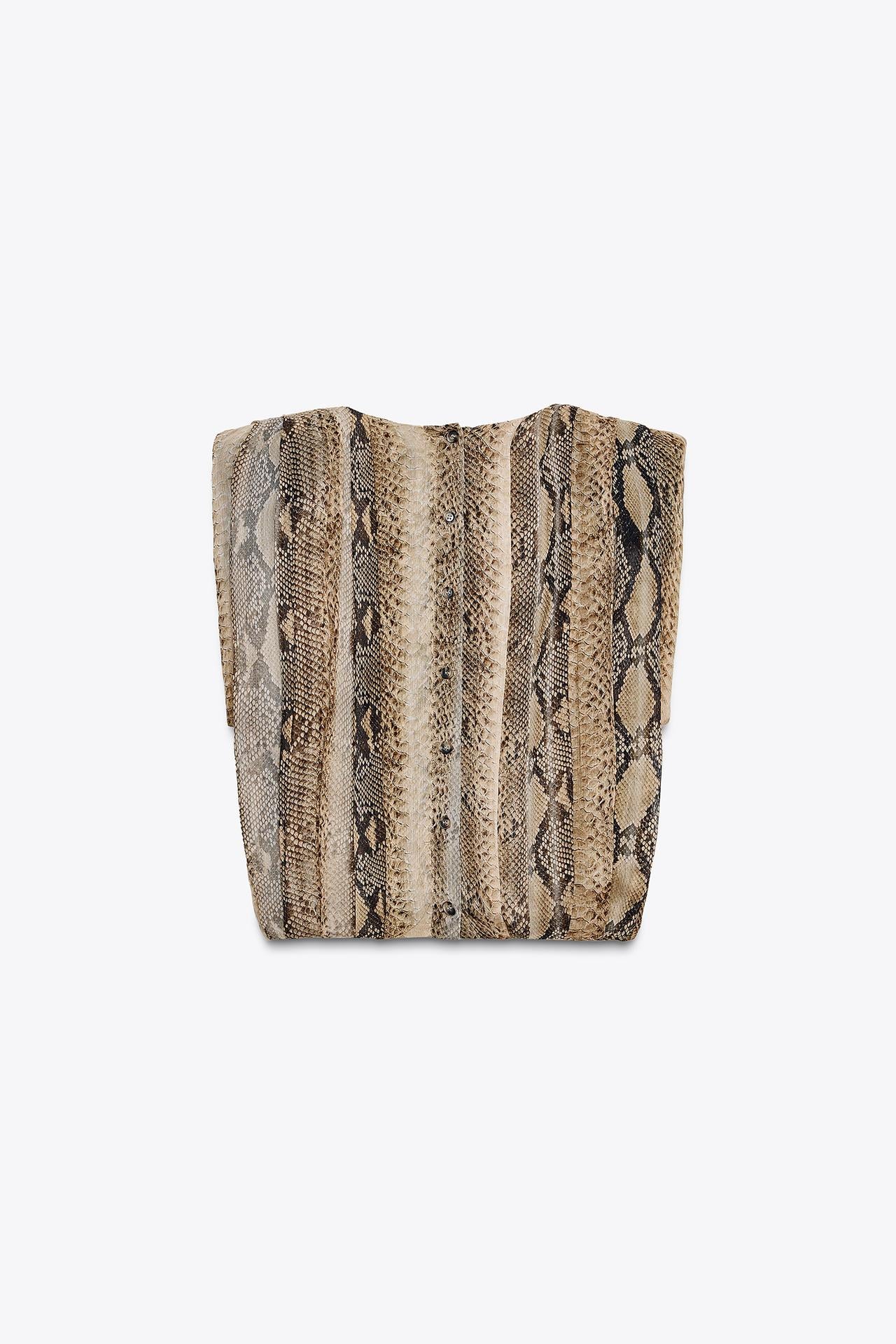 Animal Print Shoulder Pad Blouse ZW Collection