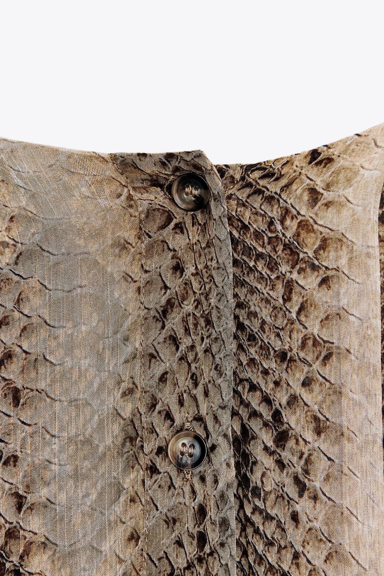 Animal Print Shoulder Pad Blouse ZW Collection