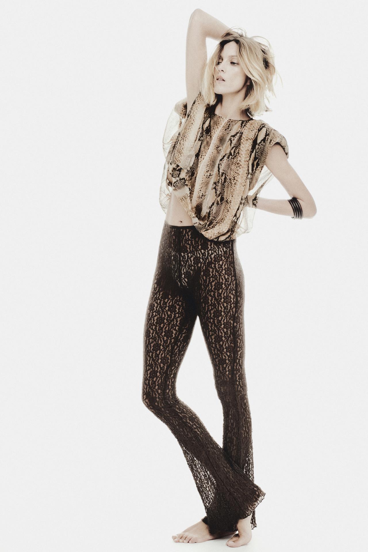 Animal Print Shoulder Pad Blouse ZW Collection
