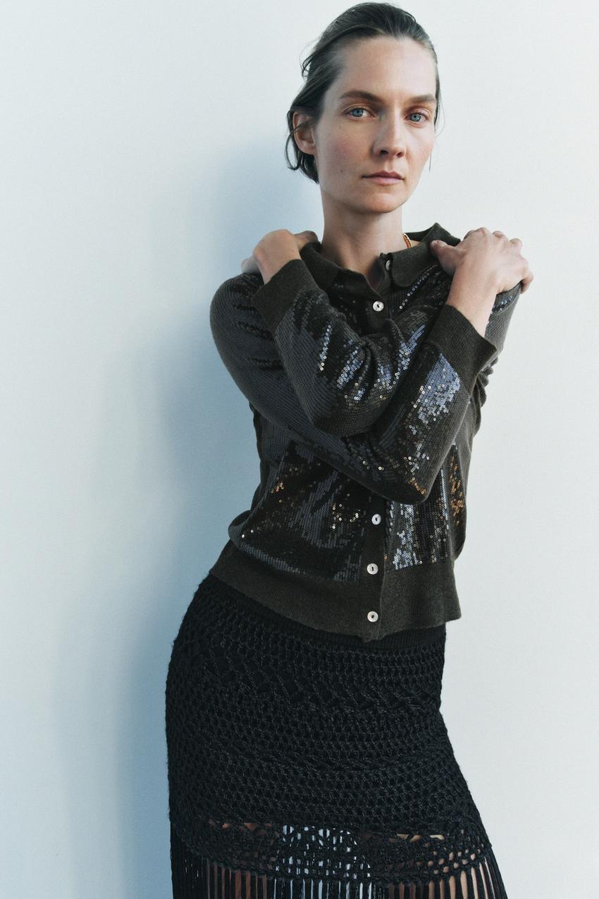 Sequinned knit cardigan