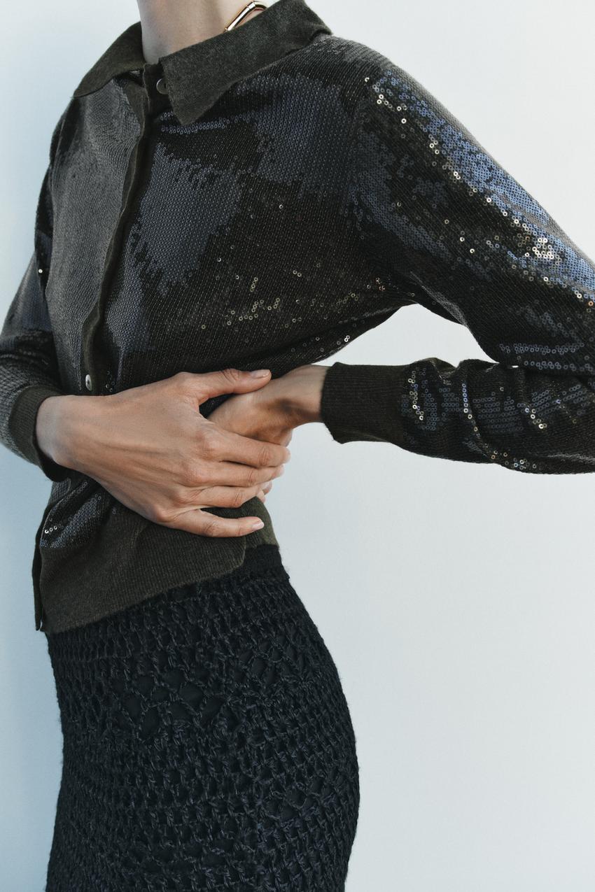 Sequinned knit cardigan