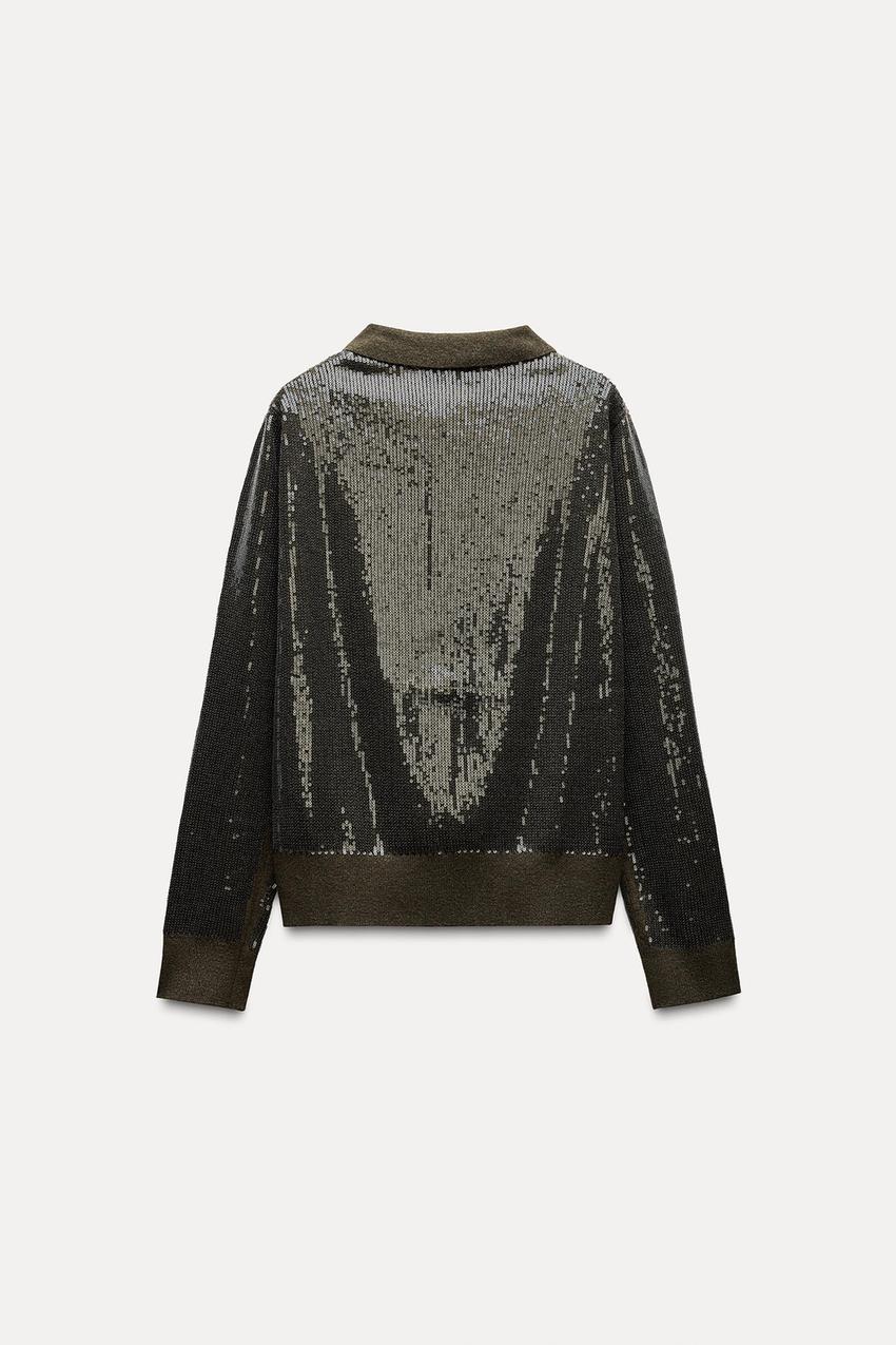 Sequinned knit cardigan