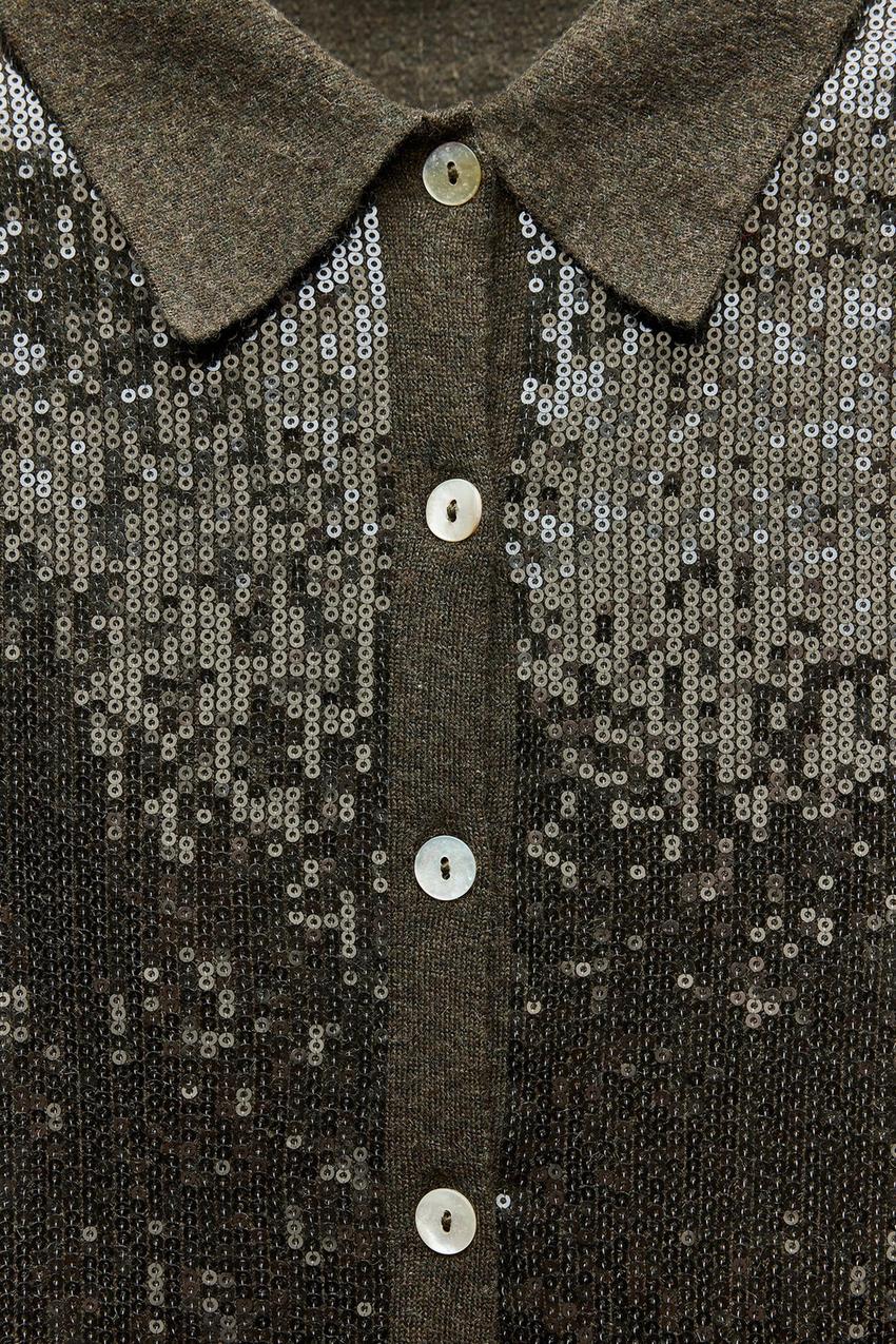 Sequinned knit cardigan